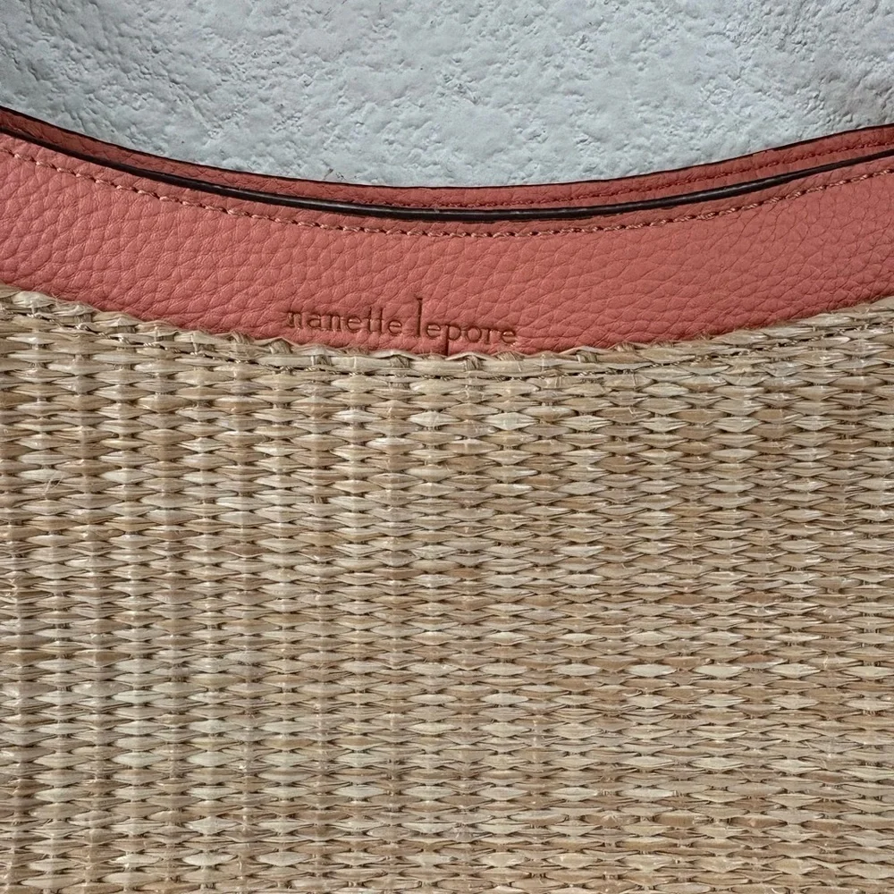 Nanette Lepore Coral and Beige Baguette Shoulder Bag